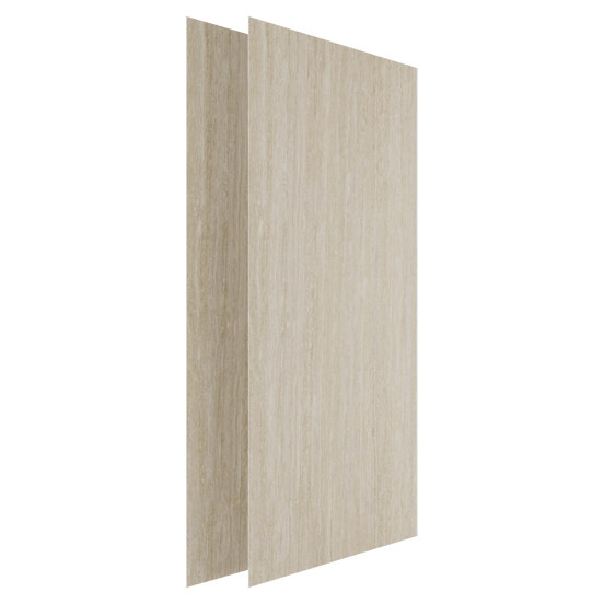 Luca Varess Groovy Duschrückwand Set 2 x 120x260 cm, SPC, Travertin