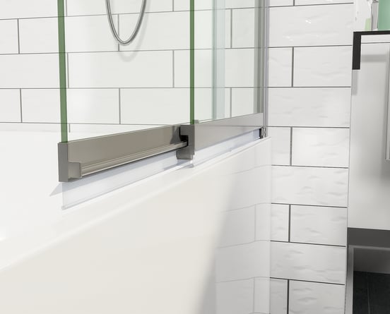 Luca Varess Vetras uitschuifbare badwand 100 cm helder glas glanzend zilver profiel