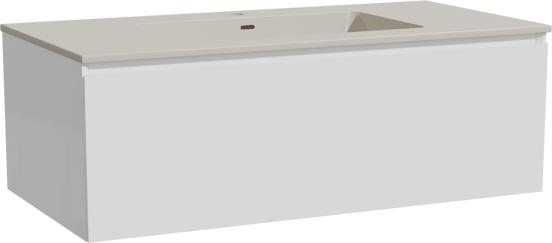 Storke Edge zwevend badmeubel 105 x 52 cm hoogglans wit met Diva enkele wastafel in top solid zijdegrijs