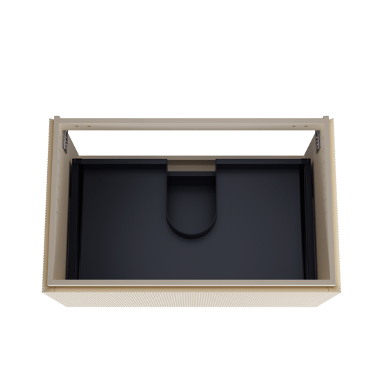 Balmani Eclips hängendes möbelstück Waschtischunterschränke 90 x 55 cm Sandbeige 2 Schubladen Vert. Sym. Rippe