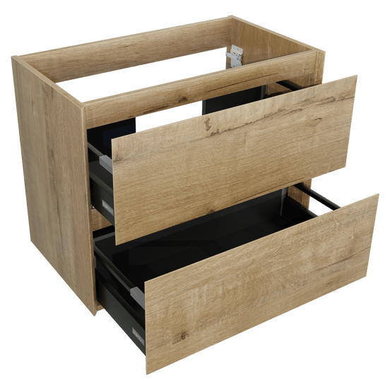 Balmani Mitra Compact zwevend wastafelonderkast 80 x 46 cm ruw eiken 2 lades