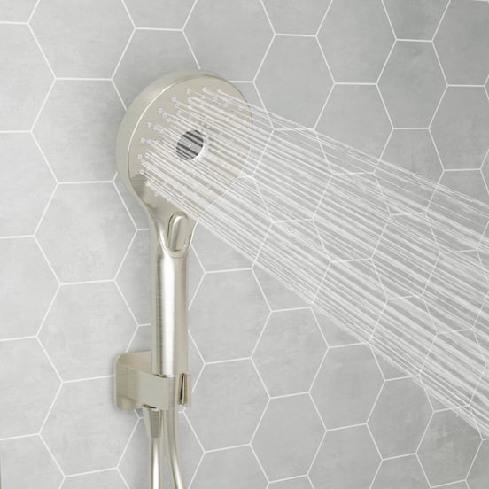 Blaufoss Onos Handbrause-Set: inkl. Wandanschlussbogen: 3jet, Brushed CoolMetal