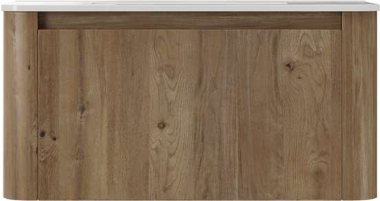 Storke Soft hängendes Möbelstück Set: 100 x 46 cm, Eiche rau, mit Kera Soft Einzelwaschtisch Keramik Weiβ glänzend