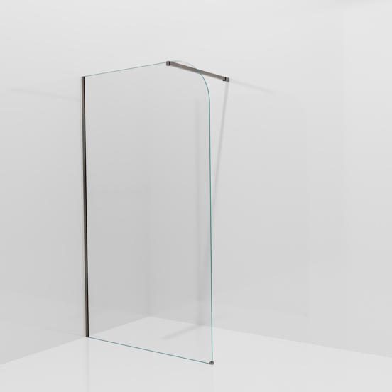 Balmani Modular inloopdouche: 120 x 200 cm, Helder glas afgerond, Brushed GunMetal profielen