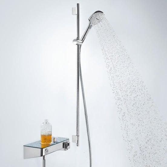 Hansgrohe Raindance Select E120 douchestang 101cm met douchekop 12cm 3 straalsoorten glanzend chroom en wit