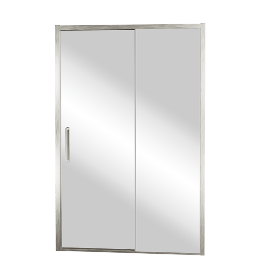 Balmani Senses Design Dusche Schiebetür, Rechts, 160 cm x 210 cm, Reflex-Spiegelglas, Profil Brushed CoolMetal