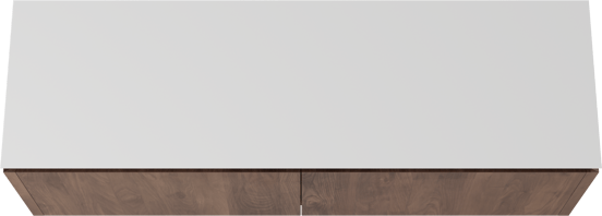 Balmani Eclips zwevend badkamermeubel 180 x 55 cm Amerikaanse notelaar met Eclips enkel of dubbel tablet in Solid Surface mat wit