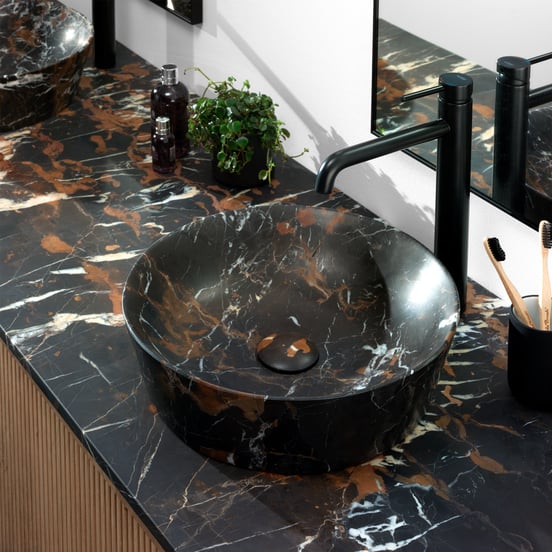 Blaufoss Round Waschbecken Armatur: Erhöht, Schwarz matt