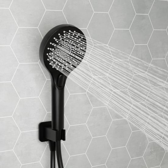 Blaufoss Onos Handbrause-Set: inkl. Wandanschlussbogen: 3jet, Schwarz Matt