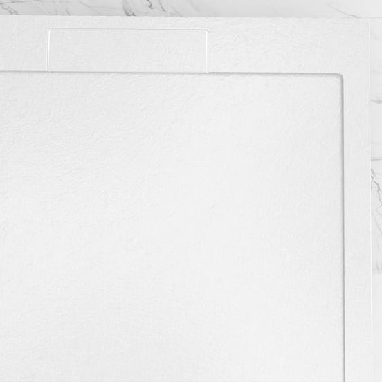 Balmani Indus douchebak 140 x 90 cm composietmarmer mat wit leisteenstructuur