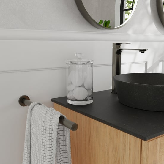 Blaufoss Noma Tube porte-serviette simple Brushed GunMetal 41 cm