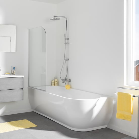 Linie Paulo Tweepersoonsbad hoekbad links 170 x 75 cm acryl Hoogglans Wit