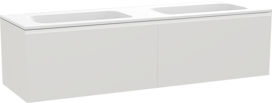 Balmani Idra zwevend badkamermeubel 180 x 55 cm mat wit met Tablo Strada dubbele wastafel in composietmarmer mat wit