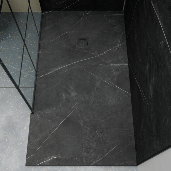 Luca Varess Suite receveur de douche 160 x 90 cm marbre composite Marble Dark 