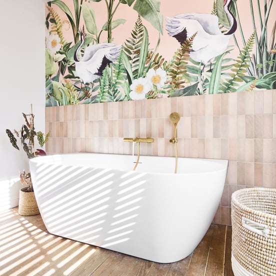 Luca Varess Otello halb freistehende Badewanne: 170 x 80 cm, Acryl, Weiß matt