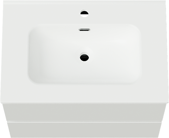 Linie Lado zwevend badmeubel 70 x 46 cm hoogglans wit met Baro enkele wastafel in porselein mat wit