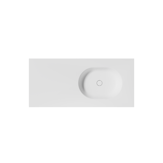 Balmani Tablo Oval Waschtisch Rechts Matt Weiße Solid Surface 120 x 55 cm