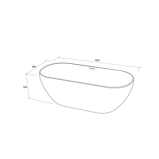 Luca Varess Monterosi ovaal vrijstaand bad 169 x 80 cm Solid Surface mat wit