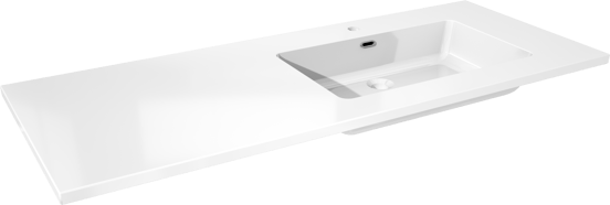 Storke Diva asymmetrisch rechtse wastafel glanzend composiet marmer 130 x 52 cm combinatie kast 45 cm