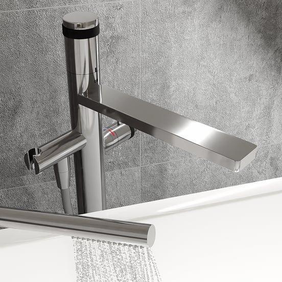 Blaufoss Sonic robinet de bain thermostatique îlot avec douchette chrome brillant