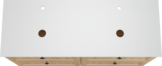 Balmani Lemon staand badmeubel 150 x 55 cm, fineer naturel eiken met Facetta dubbel wastafelblad in mat wit