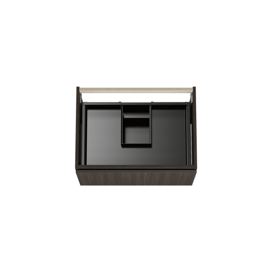 Balmani Sfera hängender Waschbeckenunterschrank: 75 x 55 cm, Eucalyptus, 2 Schubladen