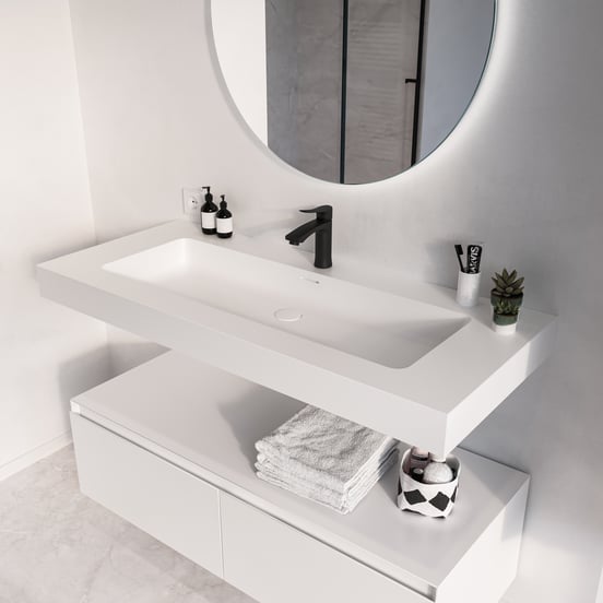 Storke Mata High Einzelwaschtisch, Solid Surface matt, 120 x 52 cm