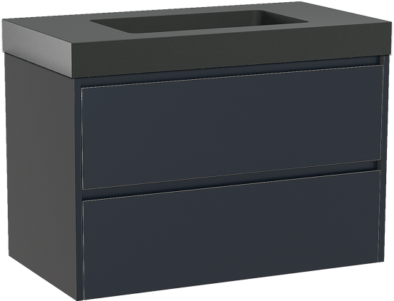 Storke Seda zwevend badmeubel 95 x 52 cm nachtblauw met Scuro High enkele wastafel in kwarts mat zwart