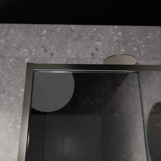 Balmani Senses Design Eckdusche: Schiebetür (Rechts) mit fixierte Seitenwand, 160 x 100 cm, Reflex-Spiegelglas, Profil Brushed GunMetal