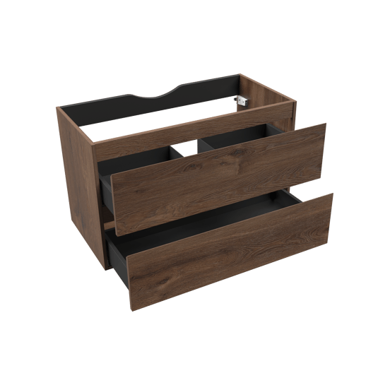 Linie Lado meuble sous-lavabo suspendu 90 x 46 cm chêne brun 2 tiroirs