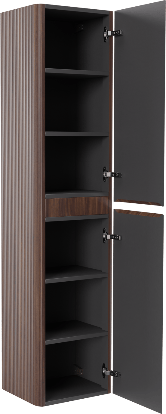 Storke Soft hängender Hochschrank Nussbaum 40 x 35 x 170 cm, Vert. Sym. Rippe