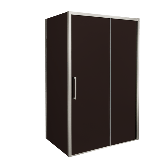 Balmani Senses Design Eckdusche: Schiebetür (Rechts) mit fixierte Seitenwand, 120 x 90 cm, Bronze, Profil Brushed CoolMetal