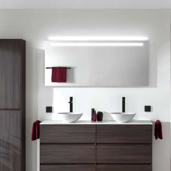 Storke Lucio rechthoekig badkamerspiegel 130 x 65 cm met spiegelverlichting