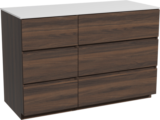 Storke Edge meuble salle de bains à poser 120 x 52 cm noyer avec Tavola tablette simple ou double en solid surface blanc mat