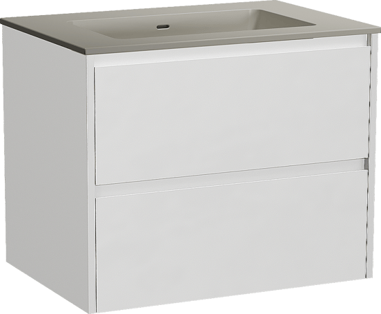 Storke Seda zwevend badmeubel 75 x 52 cm mat wit met Diva enkele wastafel in top solid zijdegrijs