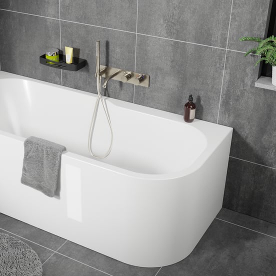 Blaufoss Round robinet de bain thermostatique encastré avec douchette Brushed Coolmetal incl élément intégré