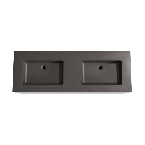 Storke Edge staand badmeubel 150 x 52 cm mat wit met Scuro High dubbele wastafel in kwarts mat zwart