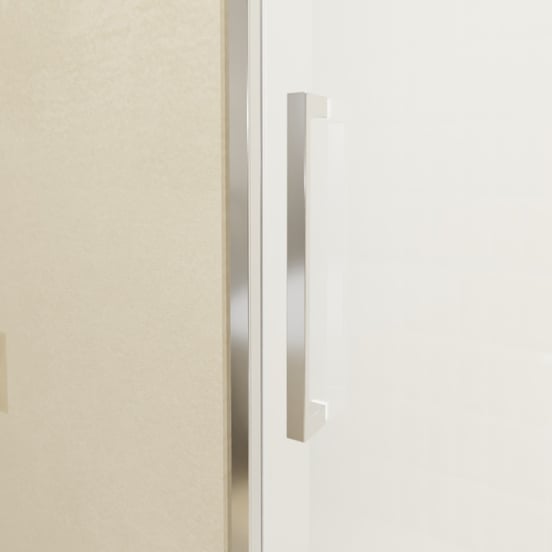 Balmani Senses Design Dusche Schiebetür, Rechts, 160 cm x 210 cm, Klarglas mit mattiertem Streifen, Profil Chrom