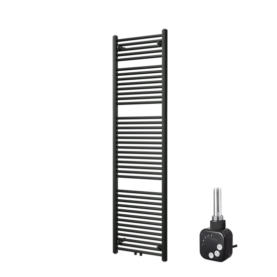 Vipera Kanza Einzel Handtuchheizkörper 50 x 180 cm Elektrische Heizung Schwarz matt Seiten- und Mittelanschluss 800W, inkl. Widerstand 