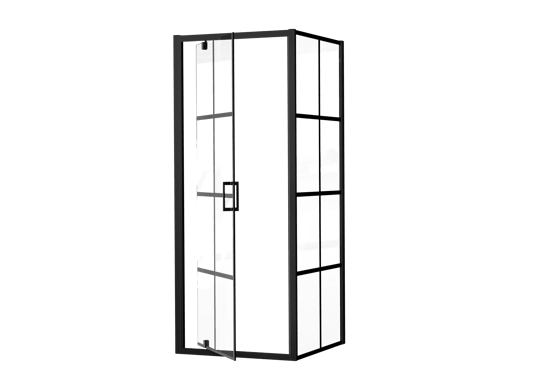 Luca Varess Vidor paroi de douche avec porte pivotante et paroi latérale fixe 80 x 80 cm verre Square profil noir mat