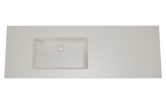 Storke Diva asymmetrisch linkse wastafel mat zijdegrijze top solid 150 x 52 cm