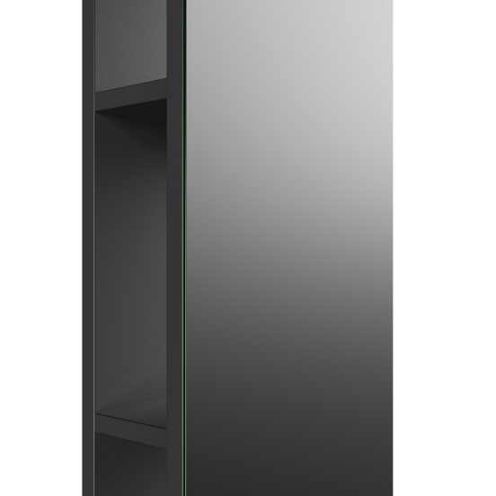 Storke Badhochschrank: Hängend, Offen mit Spiegel, Schwarz matt, 36 x 16 x 154 cm
