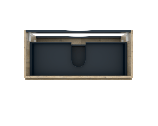 Linie Lado hängender Waschbeckenunterschrank: 100 x 46 cm, Eiche Natur, 2 Schubladen