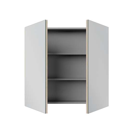 Linie Montro Spiegelschrank Bad: 80 x 75 cm, Eiche hell