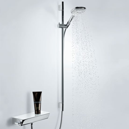 Hansgrohe Raindance Select E120 douchestang 101cm met douchekop 12cm 3 straalsoorten glanzend chroom en wit