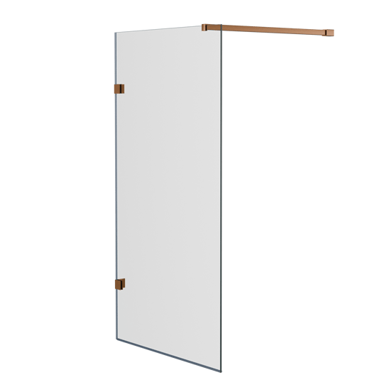 Luca Varess Solid badwand 80 cm helder glas geborsteld Rosegold profiel