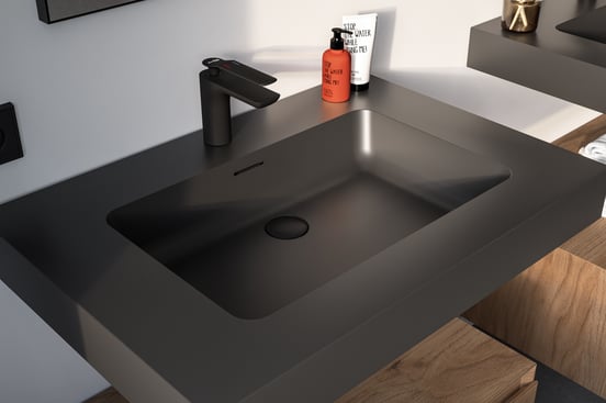 Storke Scuro High enkele wastafel mat kwarts 75 x 52 cm