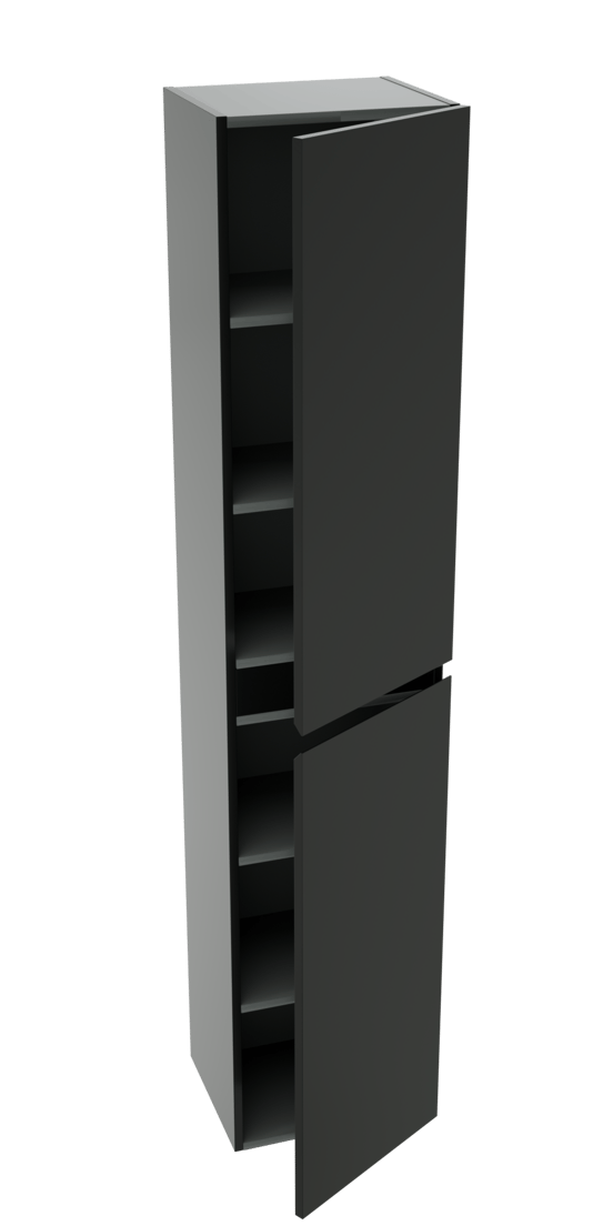 Linie Lado hängender Hochschrank Schwarz Matt 35 x 30 x 170 cm