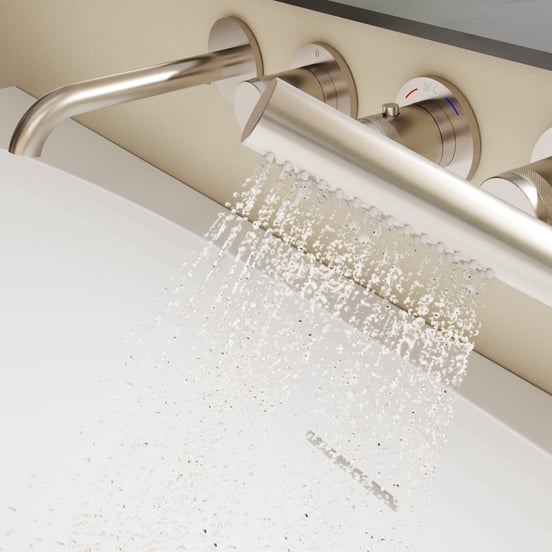 Blaufoss Pavilion Unterputz-Badewannenarmatur: Brushed Coolmetal, inkl. Handbrauseset und Einbauelement