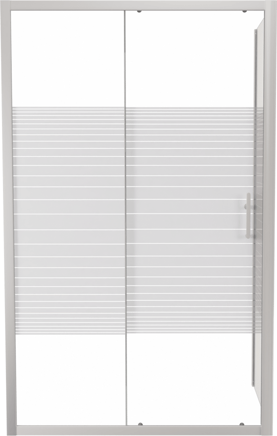 SanyOne Anton paroi de douche avec porte coulissante et paroi latérale fixe, 120 x 80 cm, verre à rayures, profil blanc